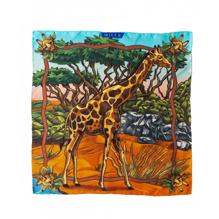 Rudo-zielona poszetka z żyrafą