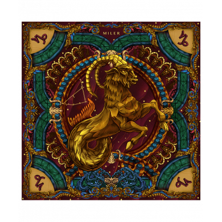 "Zodiac Signs" pocket square – Capricorn