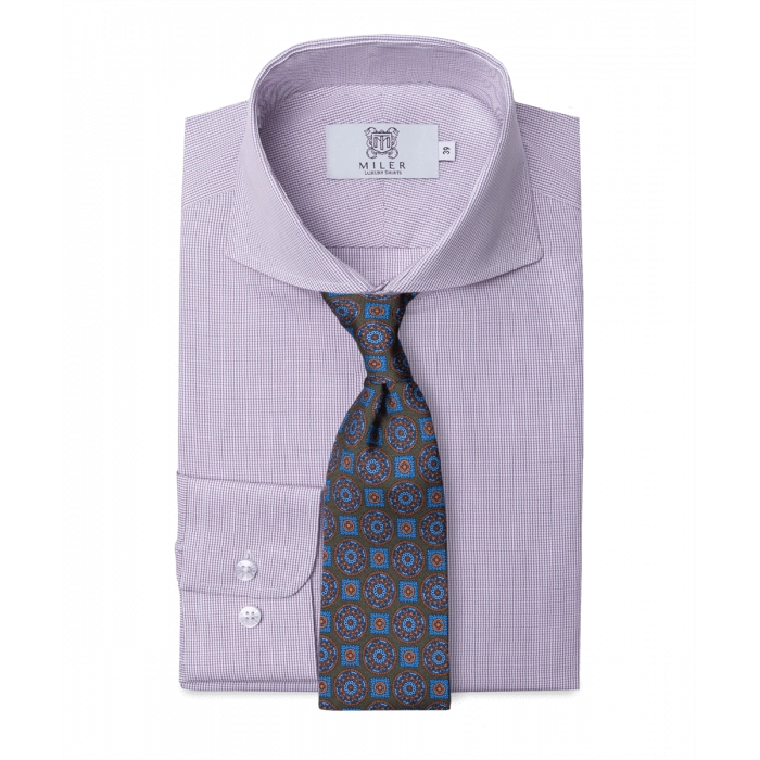 Koszula półformalna w drobną fioletową kratkę