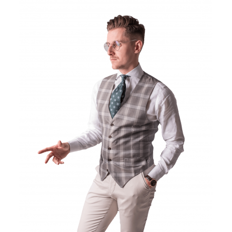 Phoenix grey-brown vest in Prince of Wales check