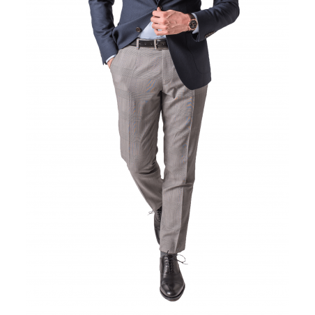 Grey men’s wool pants in Prince of Wales check