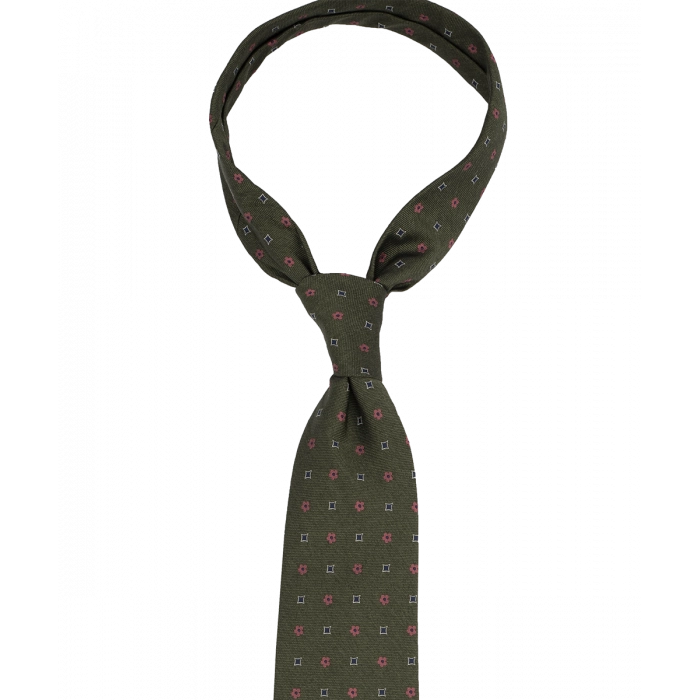 Oliwkowy krawat w drobny wzór