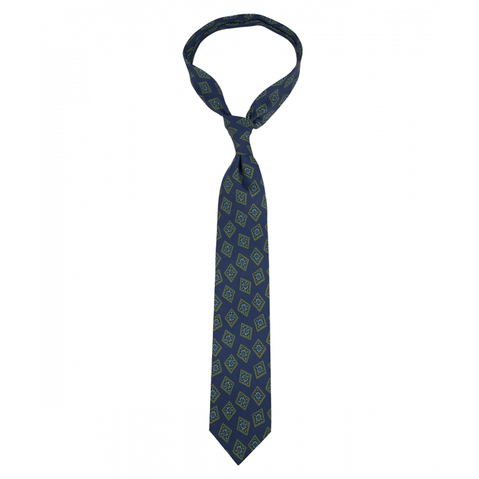 Ciemnoniebieski krawat w duże ornamenty