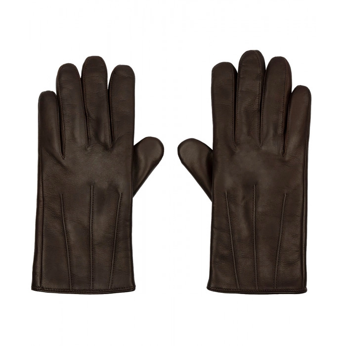 Skórzane ocieplane męskie rękawiczki ze skóry owczej brązowe