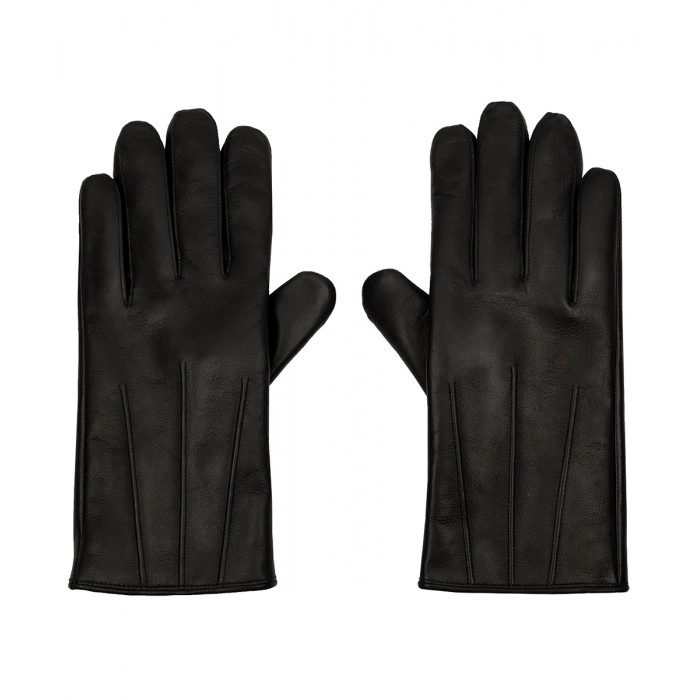 Skórzane ocieplane męskie rękawiczki ze skóry owczej czarne