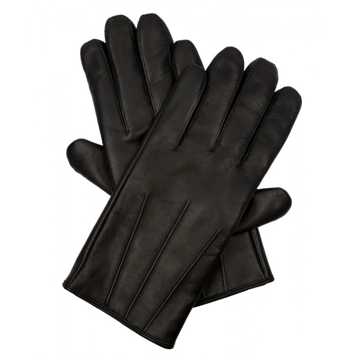 Skórzane ocieplane męskie rękawiczki ze skóry owczej czarne