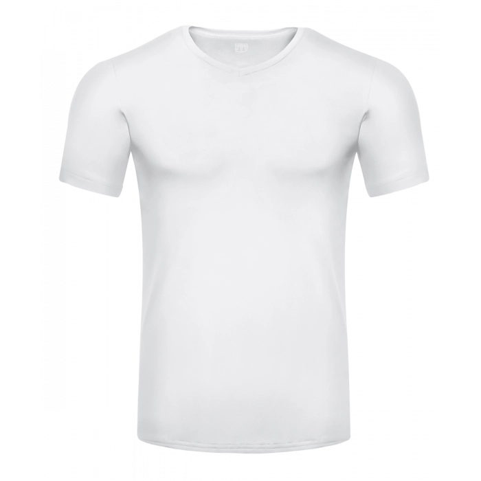 Biały t-shirt męski v-neck