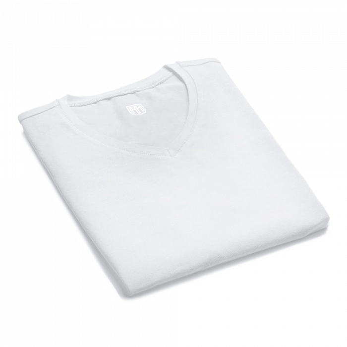 Biały t-shirt męski v-neck