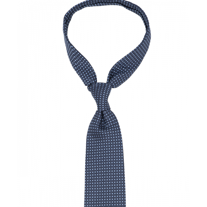 Granatowy krawat w błękitne groszki