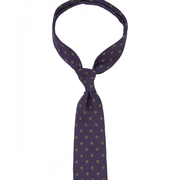 Fioletowy krawat w oliwkowe kwiaty