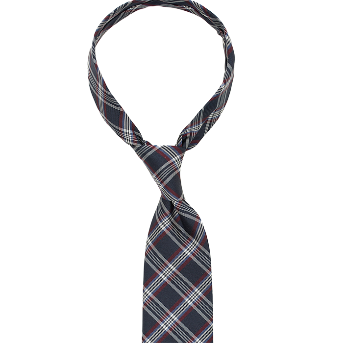 Granatowy krawat w kratkę class=