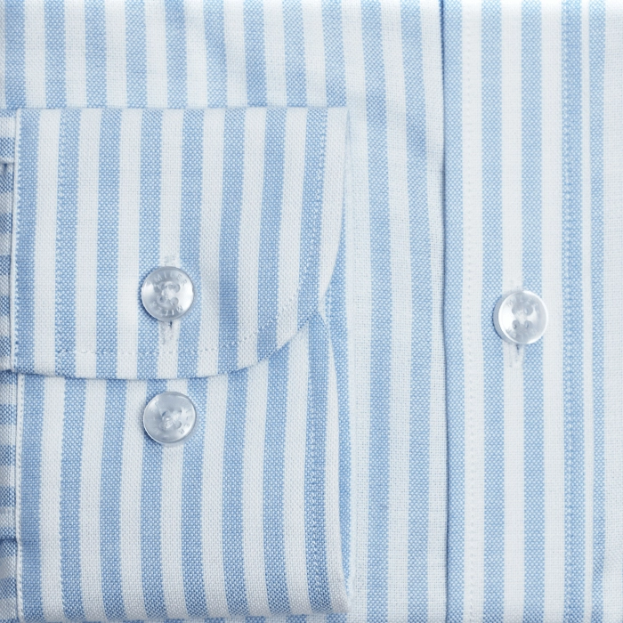 Błękitna koszula męska oxford button down w prążek candy stripe