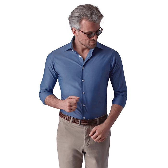 Niebieska jeansowa koszula męska półformalna