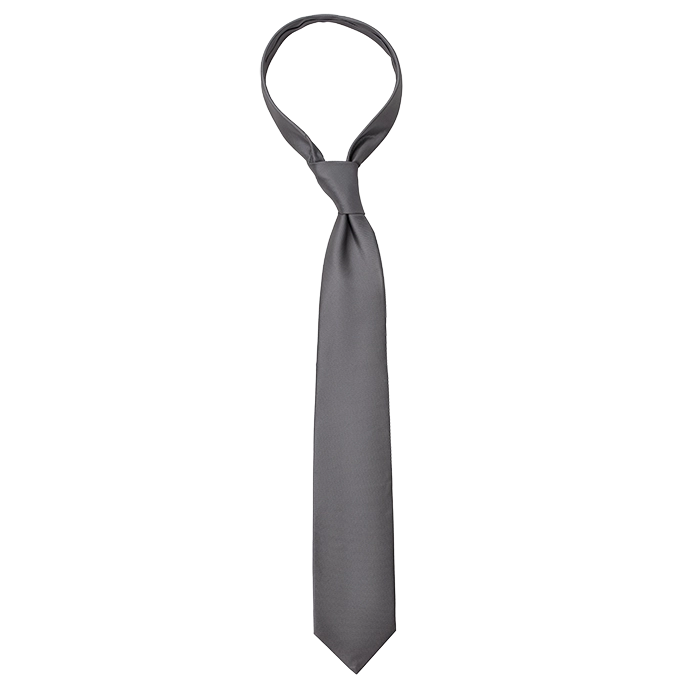 Szary gładki krawat jedwabny