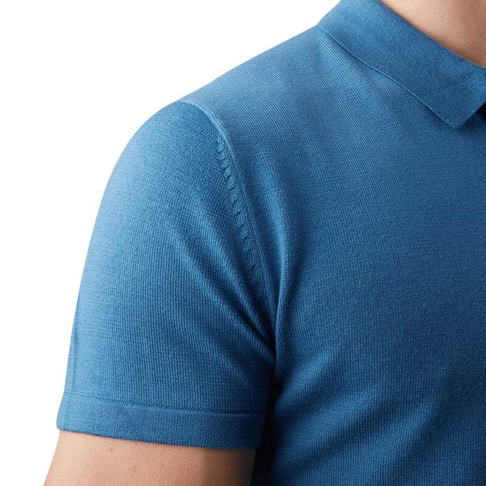 Niebieska męska koszulka polo z wełny merino