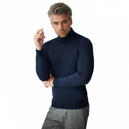 Navy merino wool turtleneck