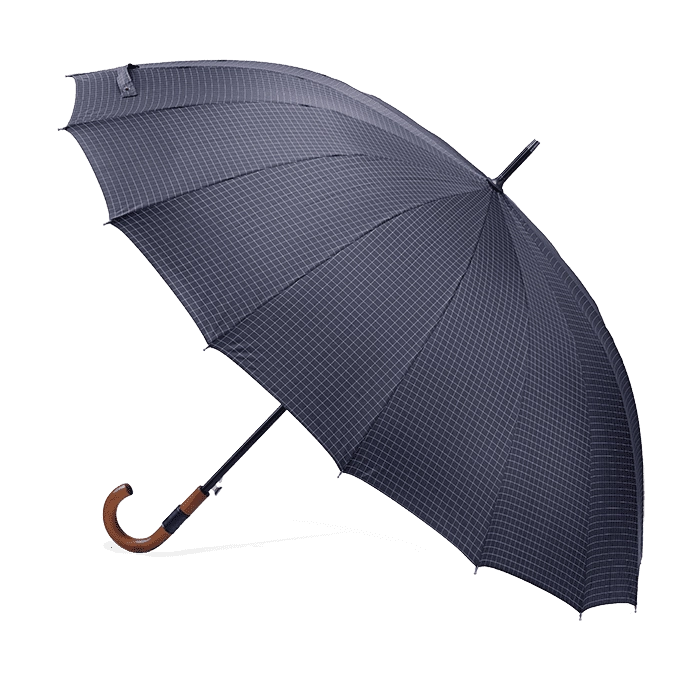 Granatowy parasol w kratę