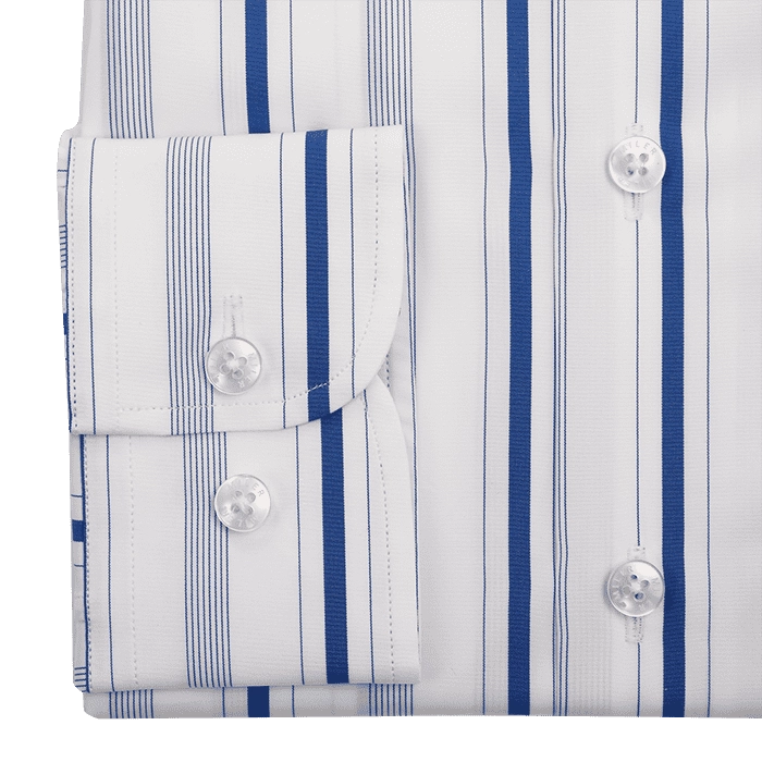 Biała koszula męska w niebieskie prążki