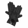 Czarne zapinane skórzane rękawiczki damskie ...