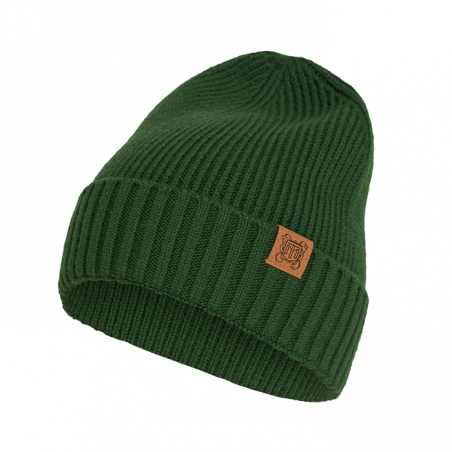 Green men's merino wool beanie