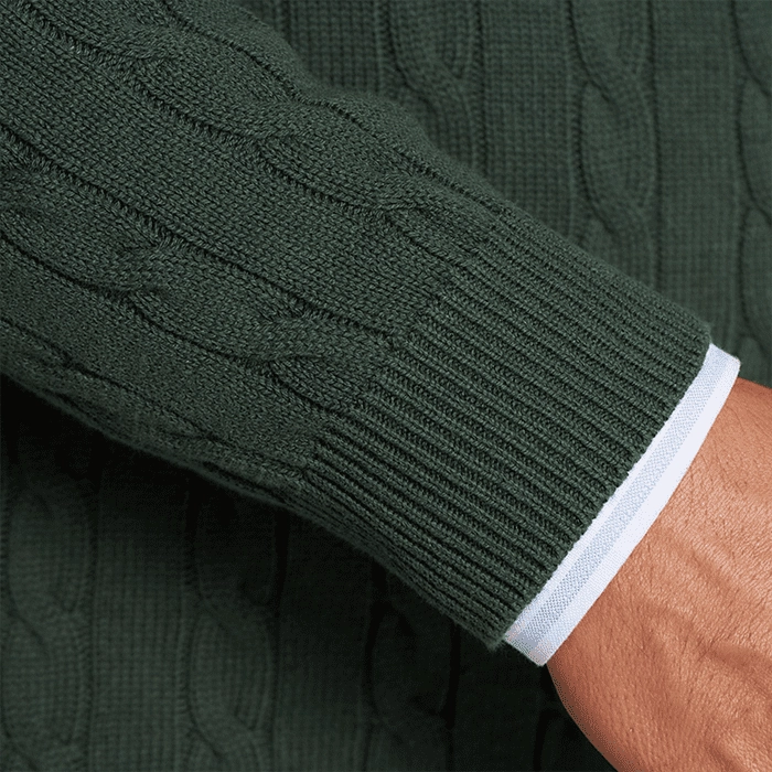 Zielony męski sweter warkoczowy