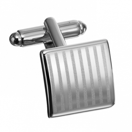 Square silver cufflinks with a subtle pattern