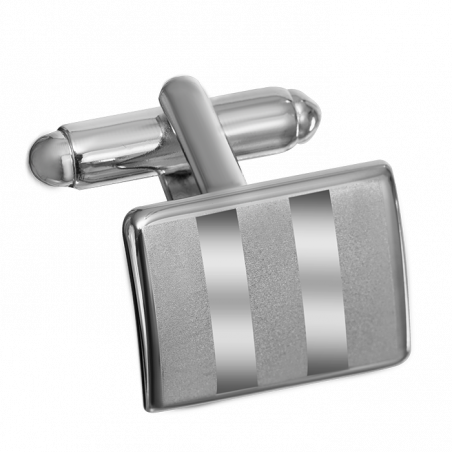 Rectangular silver cufflinks with a subtle pattern