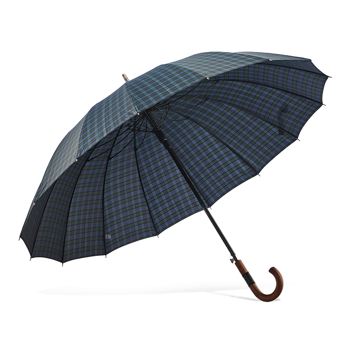 Granatowo-zielony parasol w kratę