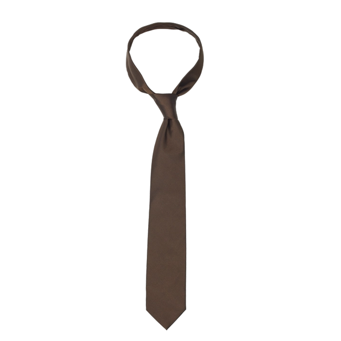 Brązowy gładki krawat jedwabny