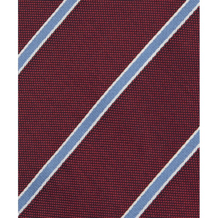 Bordowy krawat w niebieskie pasy