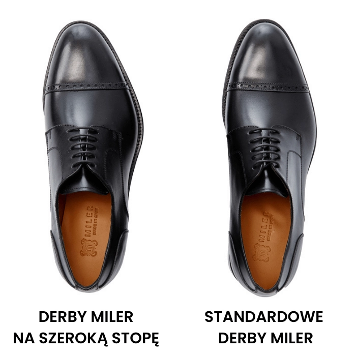 Buty męskie MILER derby czarne na szeroką stopę