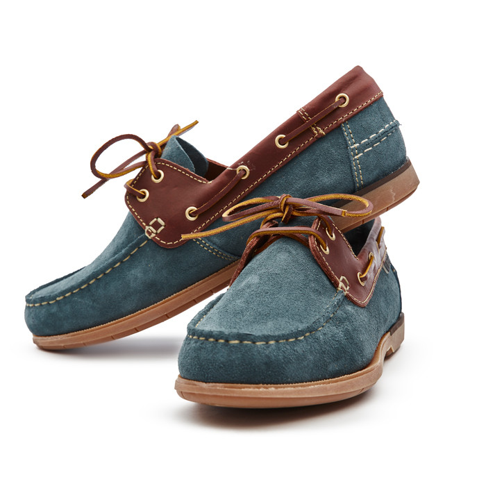 Sea green and brown boat shoes #1
