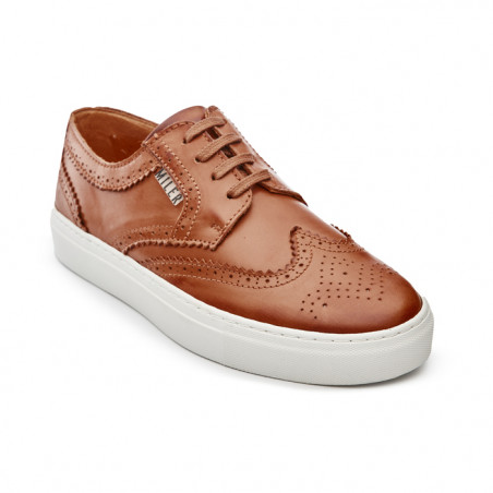 Brown leather men's shoes with a chunky sole