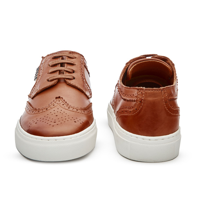 Brown leather men's shoes with a chunky sole #2