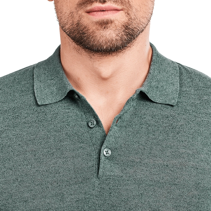 Zielona męska koszulka polo z lnu i bawełny