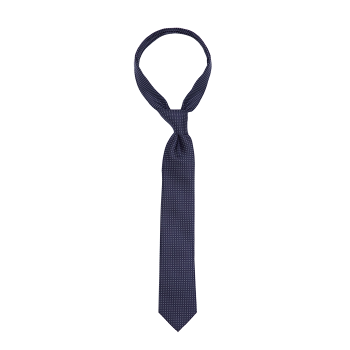 Granatowy krawat w białe kropki