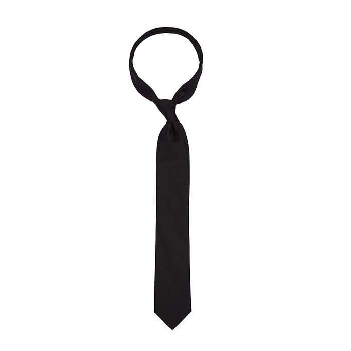 Czarny gładki krawat jedwabny