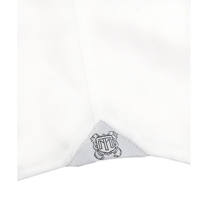 Koszula półformalna w kolorze perłowej bieli z kołnierzem włoskim