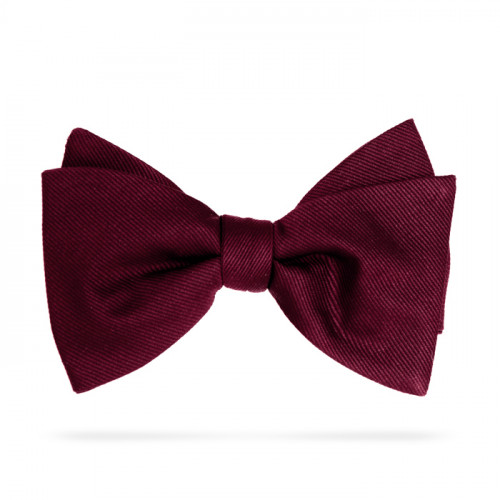 Burgundy silk bow tie for dress shirts