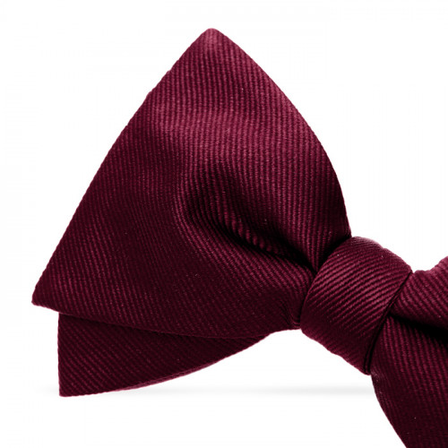 Burgundy silk bow tie for dress shirts