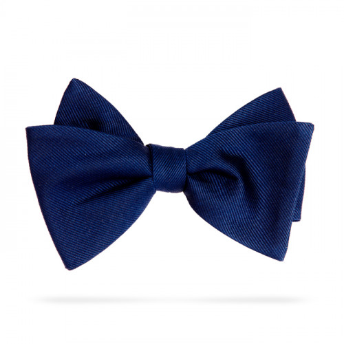 Dark blue silk bow tie for dress shirts