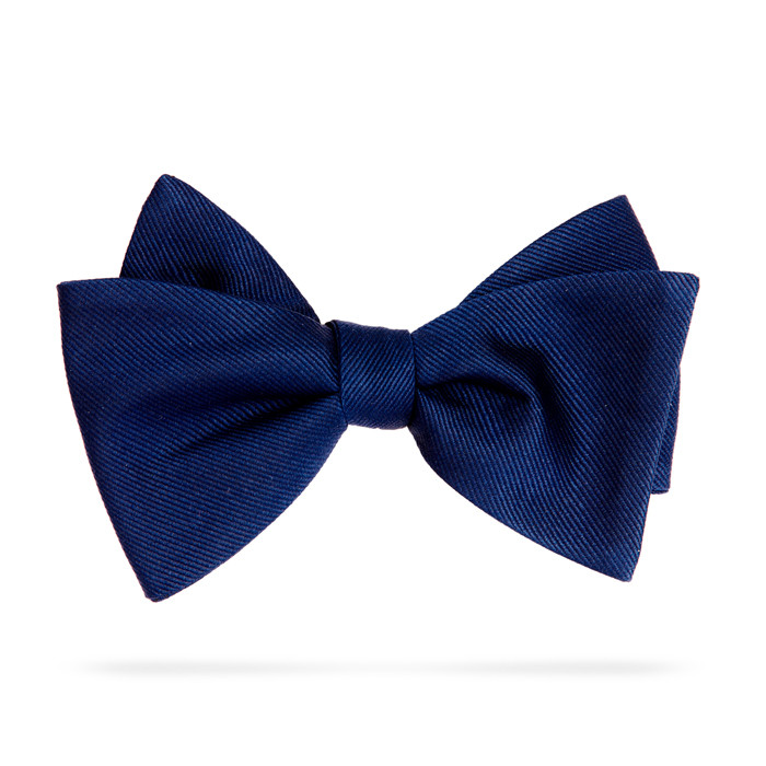 Dark blue silk bow tie for dress shirts #0