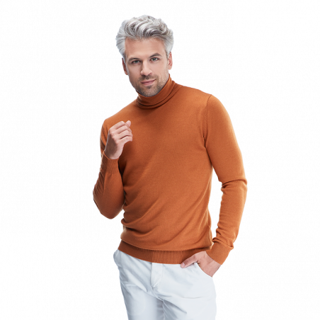 Brick red merino wool turtleneck