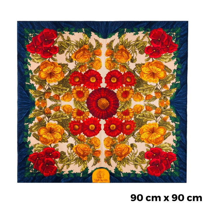 MeMadam: Apaszka damska "Kwiaty" 90 cm x 90 cm