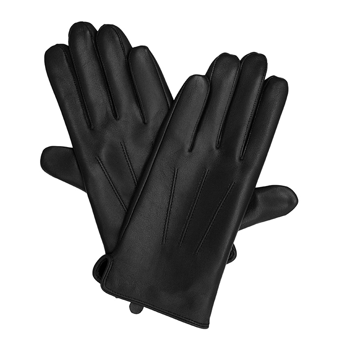 Skórzane ocieplane męskie rękawiczki ze skóry koziej czarne