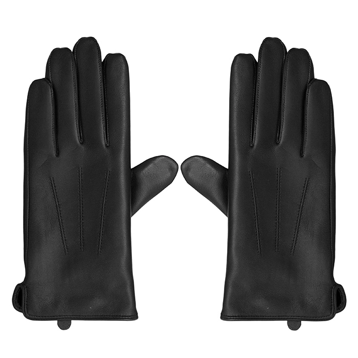 Skórzane ocieplane męskie rękawiczki ze skóry koziej czarne