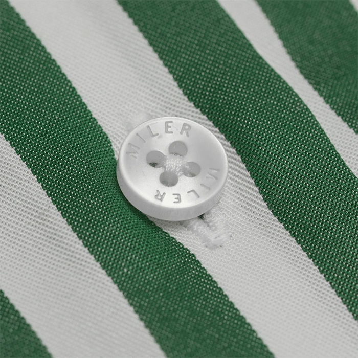 Biała koszula męska w zielony prążek z tencelu