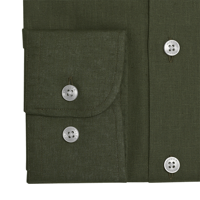 Zielona koszula męska lniano-bawełniana button down