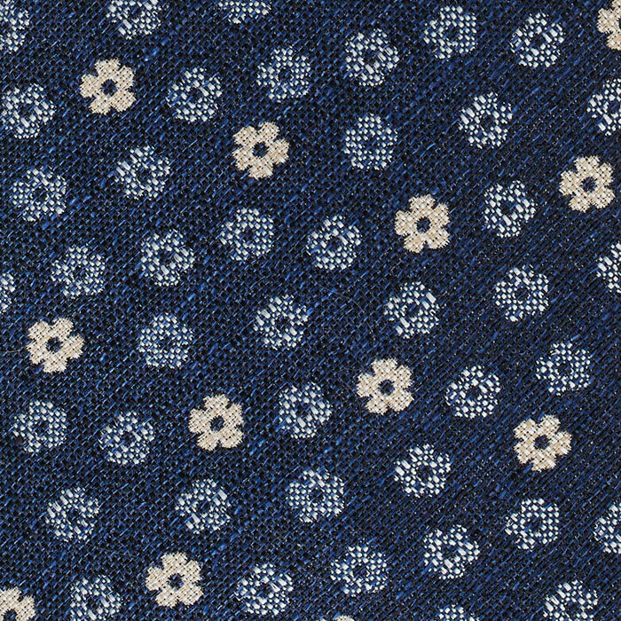 Granatowy krawat bawełniano-jedwabny w kwiatki