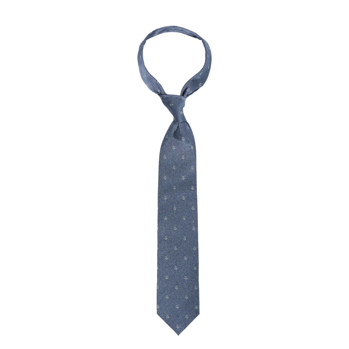 Niebieski jedwabny krawat z motywem marynistycznym